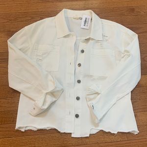 Lightweight white denim shacket by Mystree